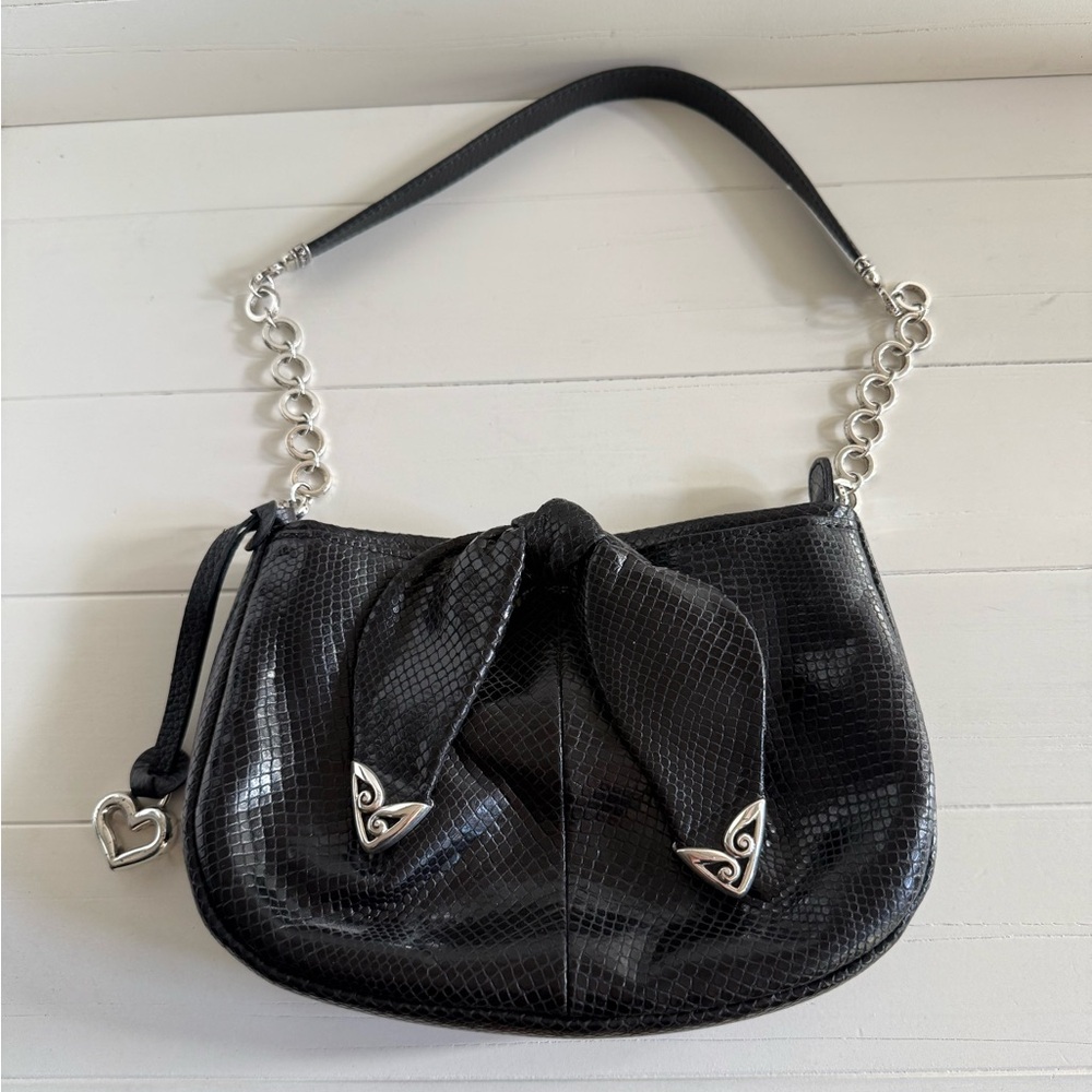 Brighton Black Shoulder Bag with Silver Chain